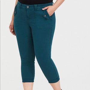 Torrid Teal Military Skinny Crop, Size 20
